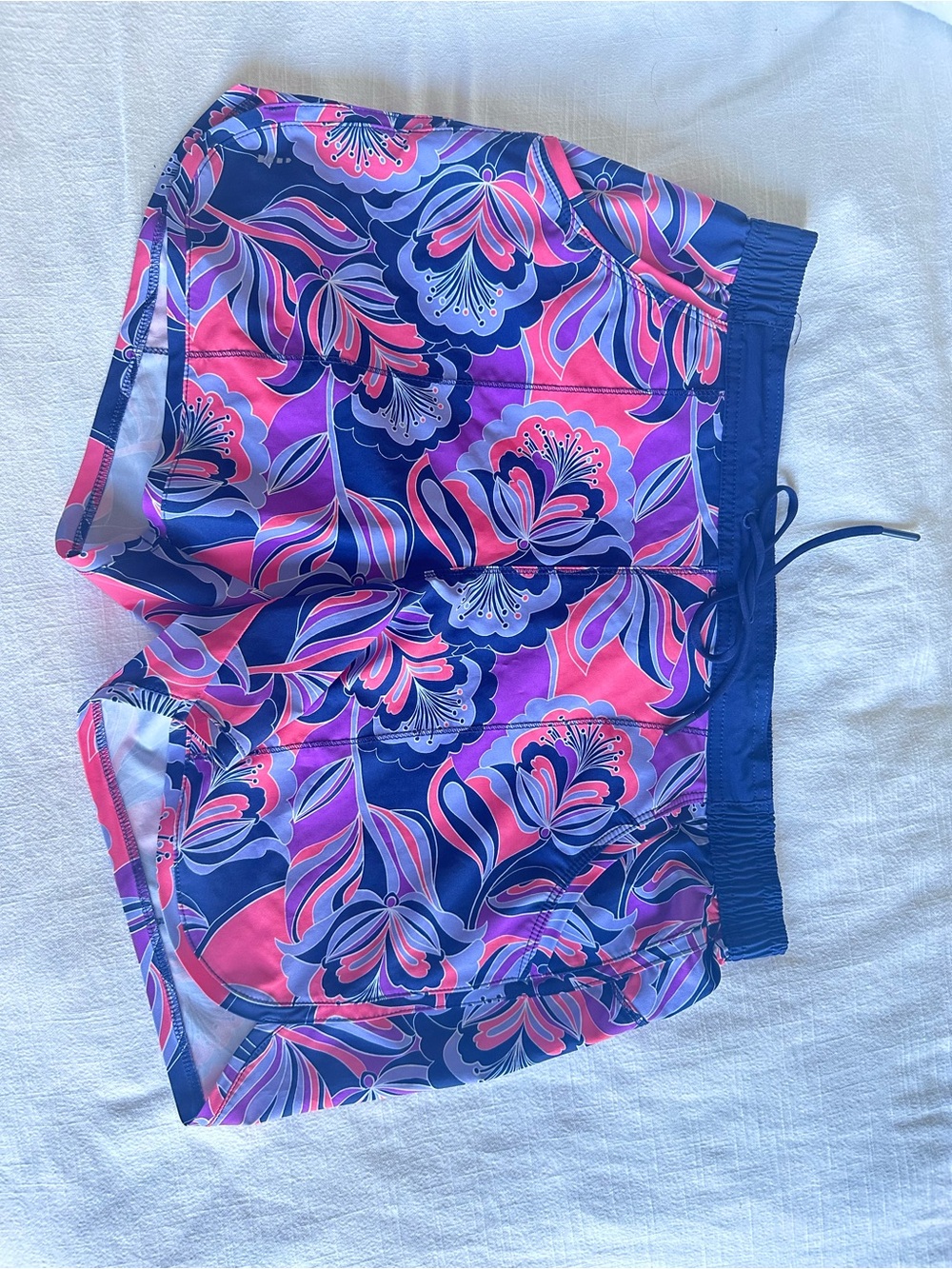 Lands' End Blue and Pink Floral Swim Shorts